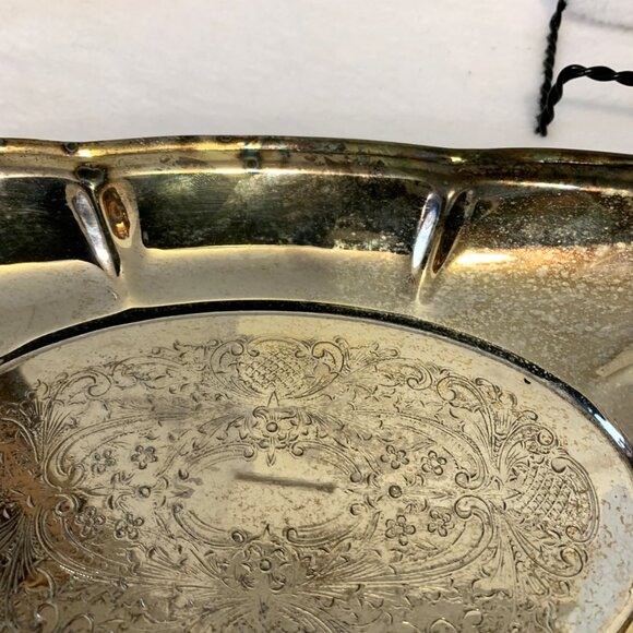 Vintage Modern Silver Silver-on-Copper Serving Tray/Platter 12" x 7" - Picture 2 of 5